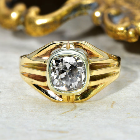 The Vintage 1.5ct Old Cushion Cut Solitaire Diamond Ring - Antique Jewellers