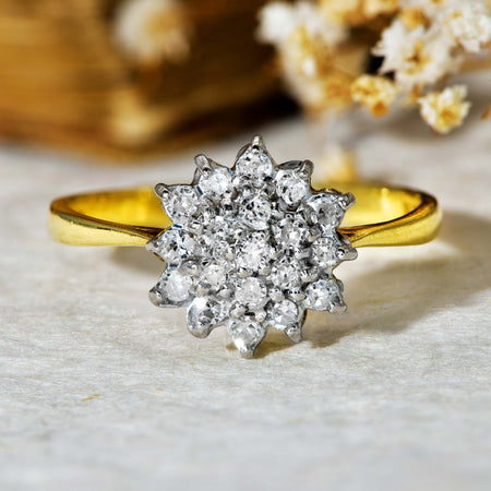 The Vintage 1978 Diamond Cluster Starburst Ring - Antique Jewellers