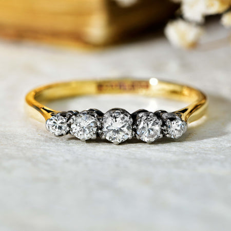 The Vintage Five Brilliant Cut Diamond Elegant Ring - Antique Jewellers