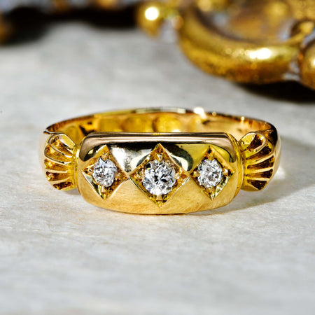 The Antique 1896 Old Cut Diamond Scalloped Ring - Antique Jewellers