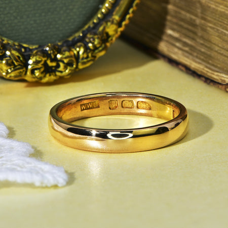 The Vintage 1955 22ct Gold D-shaped Wedding Ring - Antique Jewellers