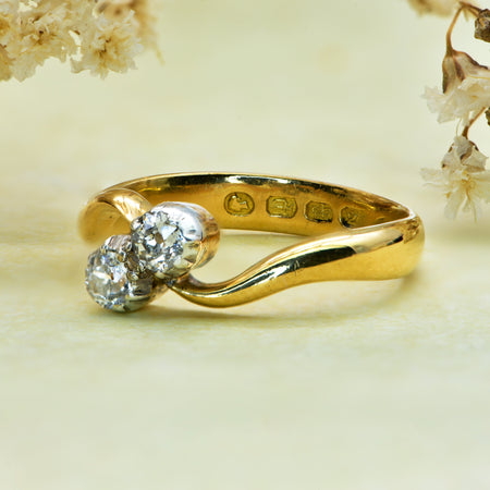 The Antique 1870 Victorian 22ct Gold Toi Et Moi Diamond Ring - Antique Jewellers