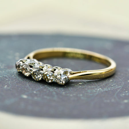 The Antique European and Old Mine Cut Five Diamond Ring - Antique Jewellers