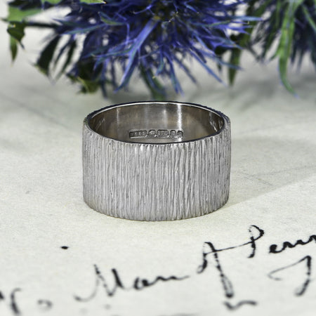 The Vintage White Gold Textured Wedding Ring - Antique Jewellers