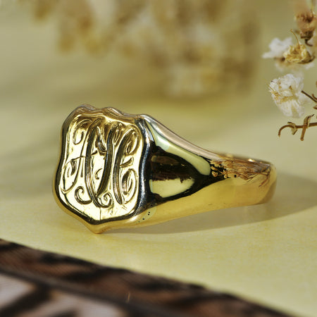 The Vintage 1924 Engraved 'AH' Signet Ring - Antique Jewellers