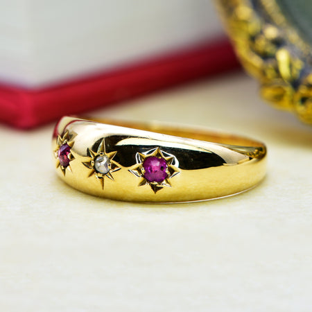 The Antique 1908 Edwardian Starlet Ruby and Diamond Ring - Antique Jewellers