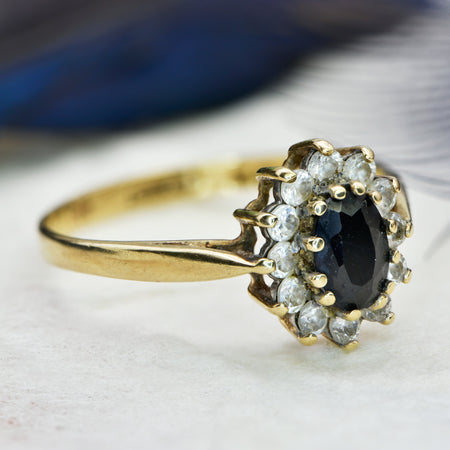 The Vintage 1984 Sapphire and Cubic Zirconia Oval Ring - Antique Jewellers