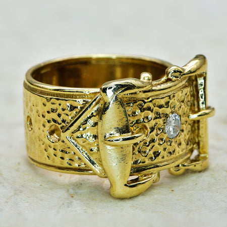 The Vintage Heavy Buckle Diamond Ring - Antique Jewellers