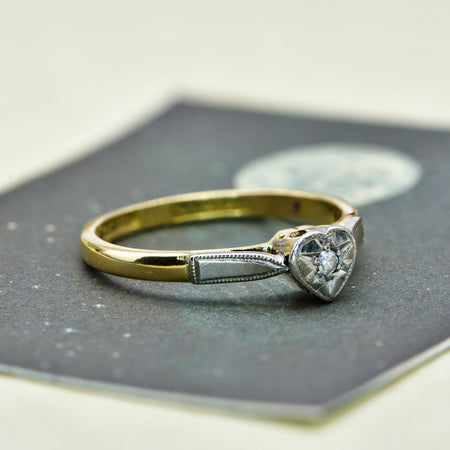 The Vintage Heart Shaped Single Cut Diamond Ring - Antique Jewellers