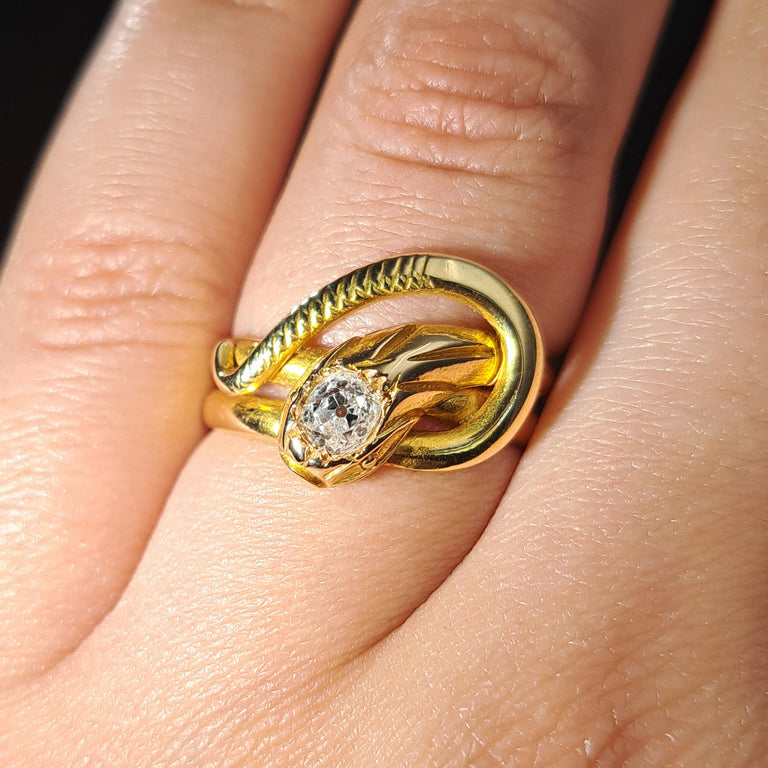 The Antique Old Cut Diamond Coiled Snake Ring
