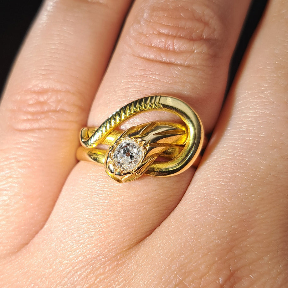 The Antique Old Cut Diamond Coiled Snake Ring