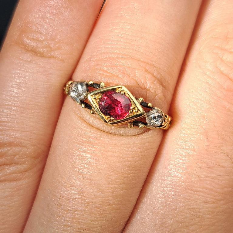 The Antique Georgian Ruby and Rose Cut Diamond Ring