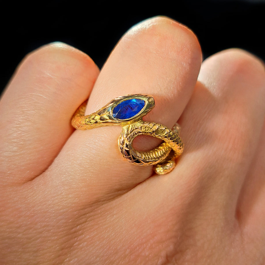 The Antique Coiled Sapphire Snake Ring