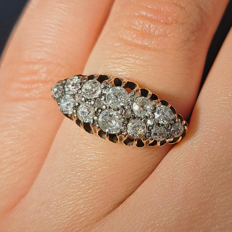 The Antique Victorian Old Cut Diamond Double Row Ring
