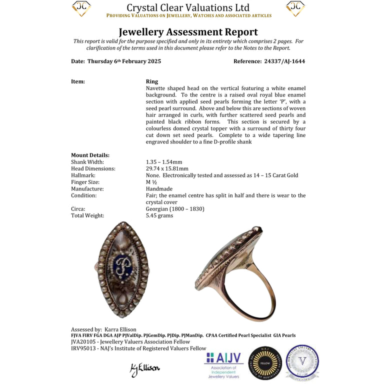 The Antique Georgian Pearl and Enamel Monogram Mourning Ring