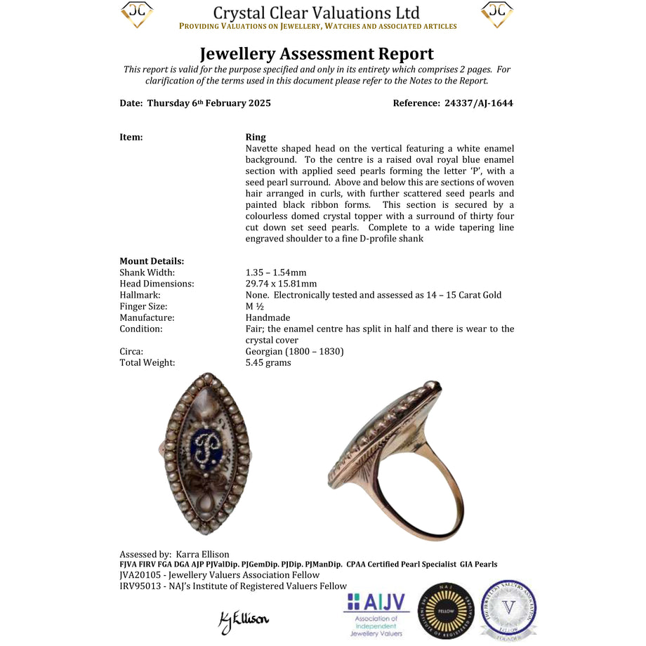 The Antique Georgian Pearl and Enamel Monogram Mourning Ring