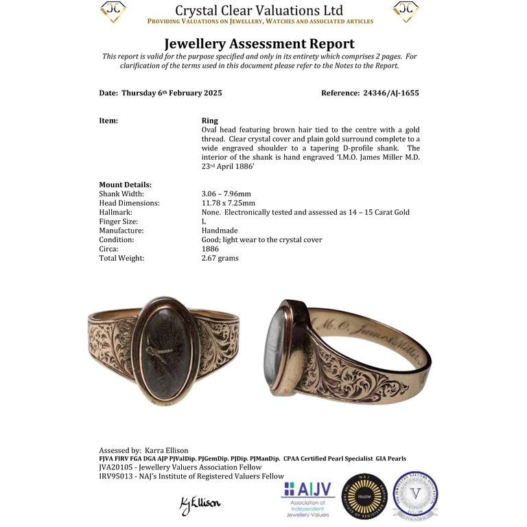 The Antique Victorian 1886 James Miller M.D. Mourning Ring