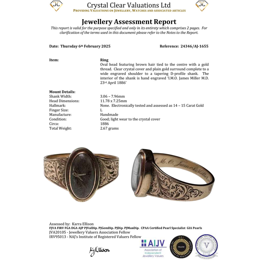 The Antique Victorian 1886 James Miller M.D. Mourning Ring