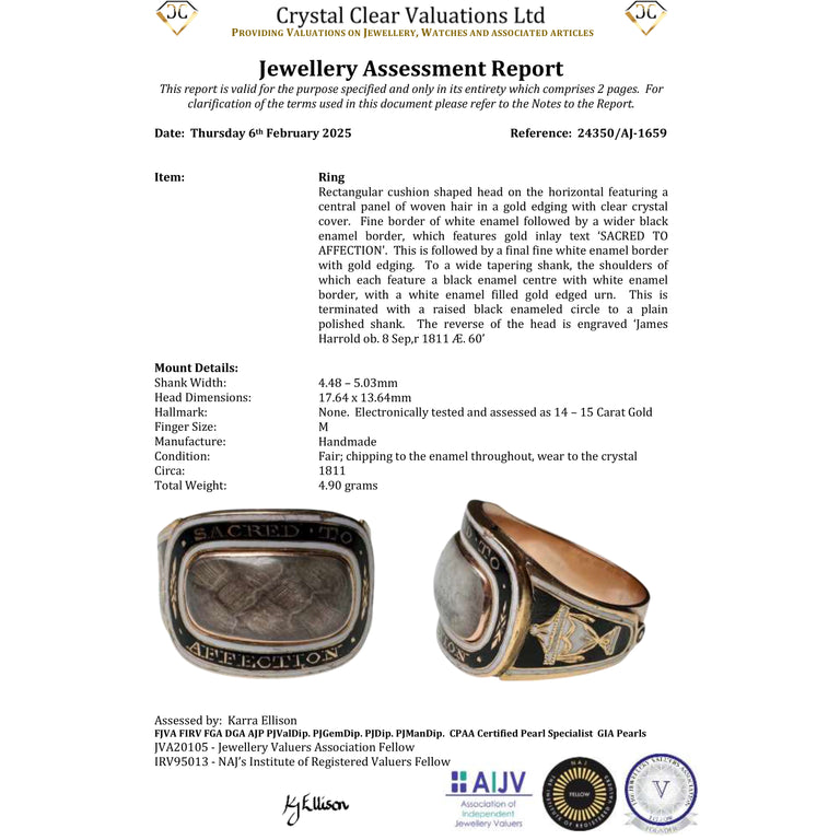 The Antique Georgian 1811 Sacred To Affection Mourning Ring