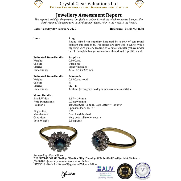 The Vintage 1984 Sapphire and Diamond Cluster Ring