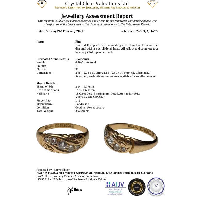 The Antique 1912 Old Cut Diamond Scroll Ring