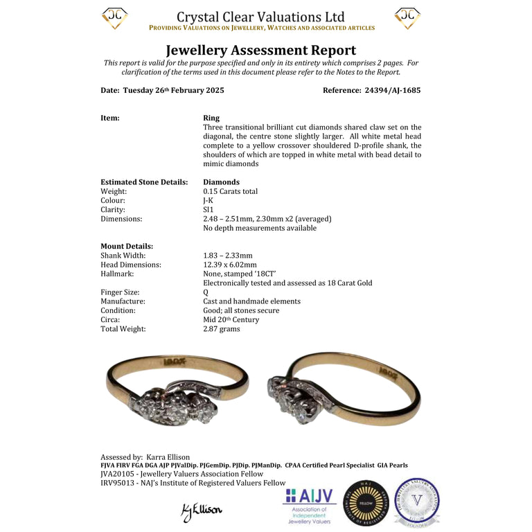 The Vintage Three Brilliant Cut Diamond Sensational Ring