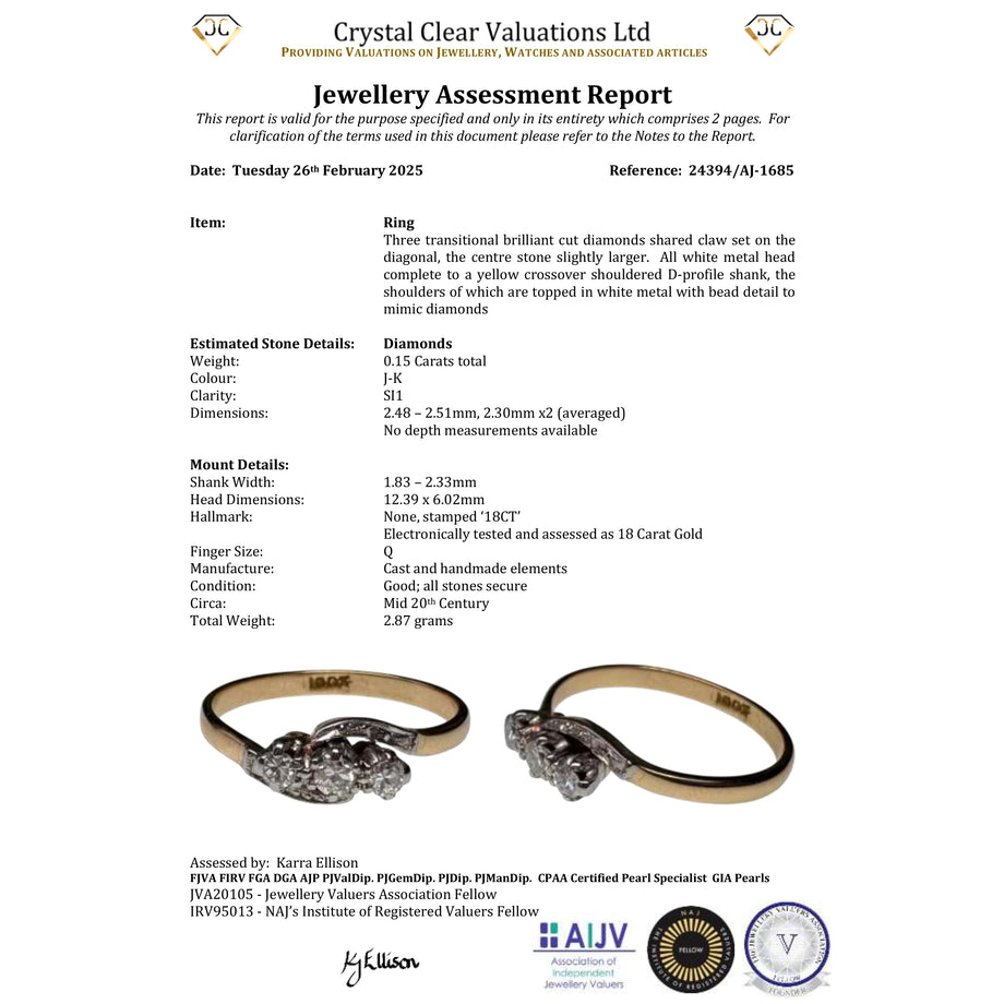 The Vintage Three Brilliant Cut Diamond Sensational Ring