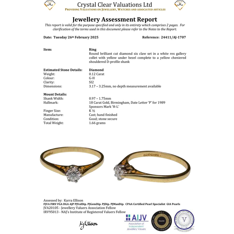 The Vintage 1989 Brilliant Cut Diamond Solitaire Dainty Ring