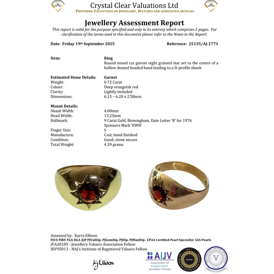 The Vintage 1976 Star Set Garnet Bombe Ring