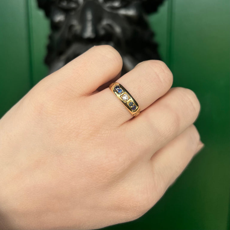 The Antique Victorian 1892 Sapphire And Diamond Ring