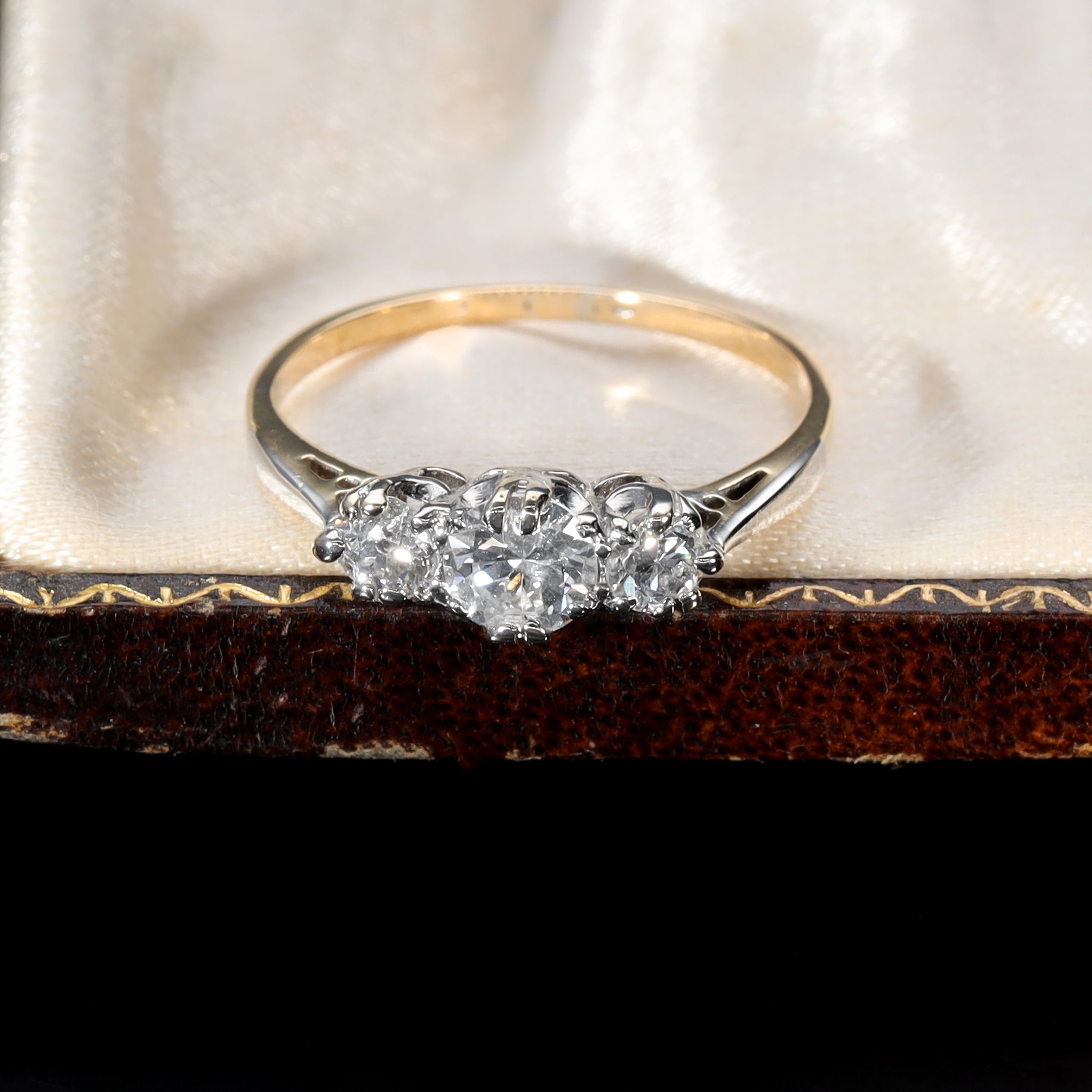 The Vintage Brilliant Cut Trio of Diamonds Radiant Ring - Antique Jewellers