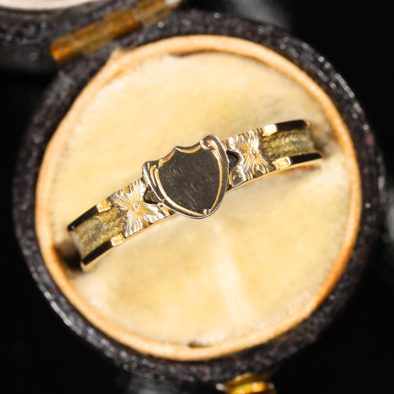 The Antique Victorian 1870 Plaited Hair Mourning Ring