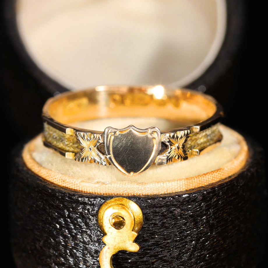 The Antique Victorian 1870 Plaited Hair Mourning Ring
