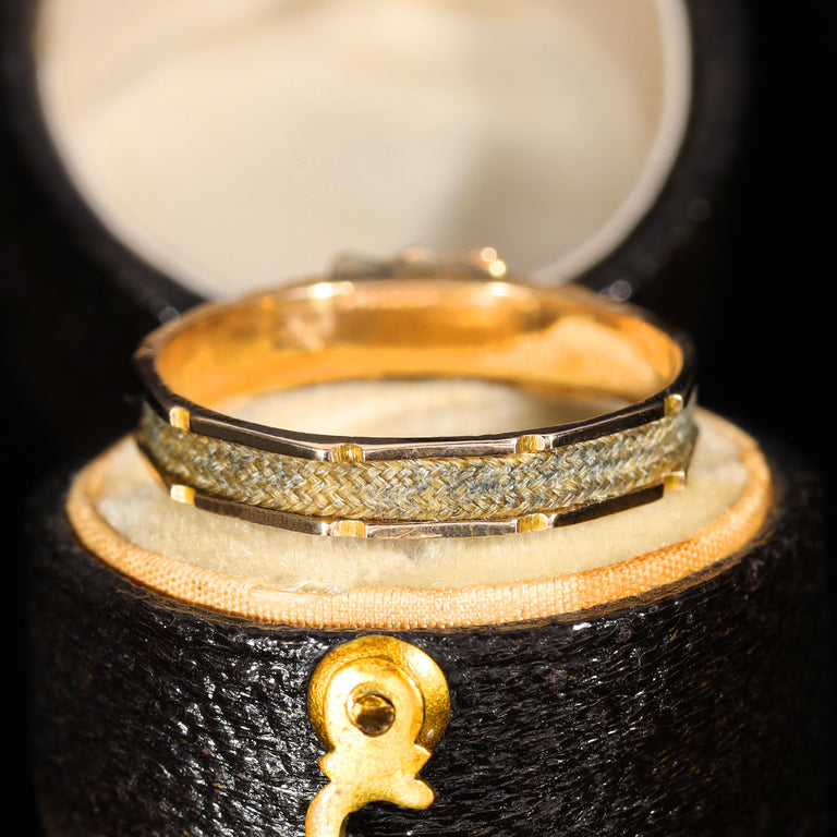 The Antique Victorian 1870 Plaited Hair Mourning Ring