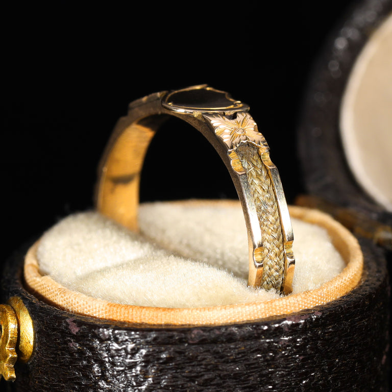 The Antique Victorian 1870 Plaited Hair Mourning Ring