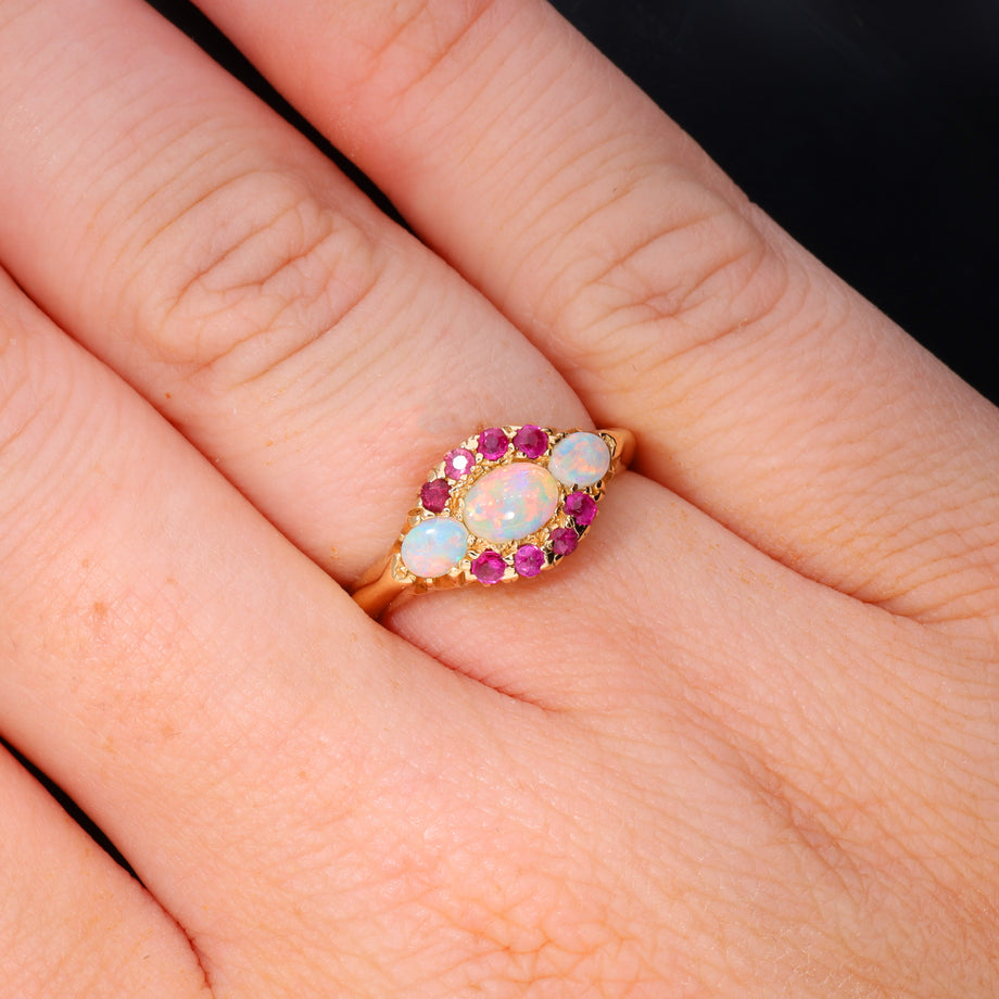 The Antique 1911 Opal and Ruby Magical Ring