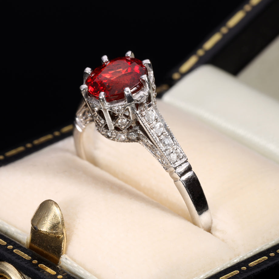 The Contemporary Ruby and Diamond Encrusted White Gold Ring