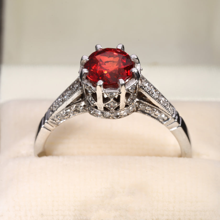 The Contemporary Ruby and Diamond Encrusted White Gold Ring