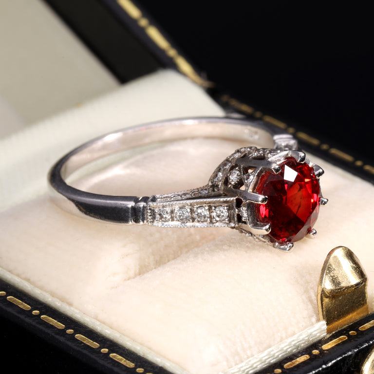 The Contemporary Ruby and Diamond Encrusted White Gold Ring