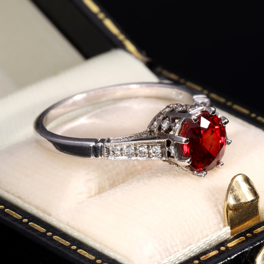The Contemporary Ruby and Diamond Encrusted White Gold Ring