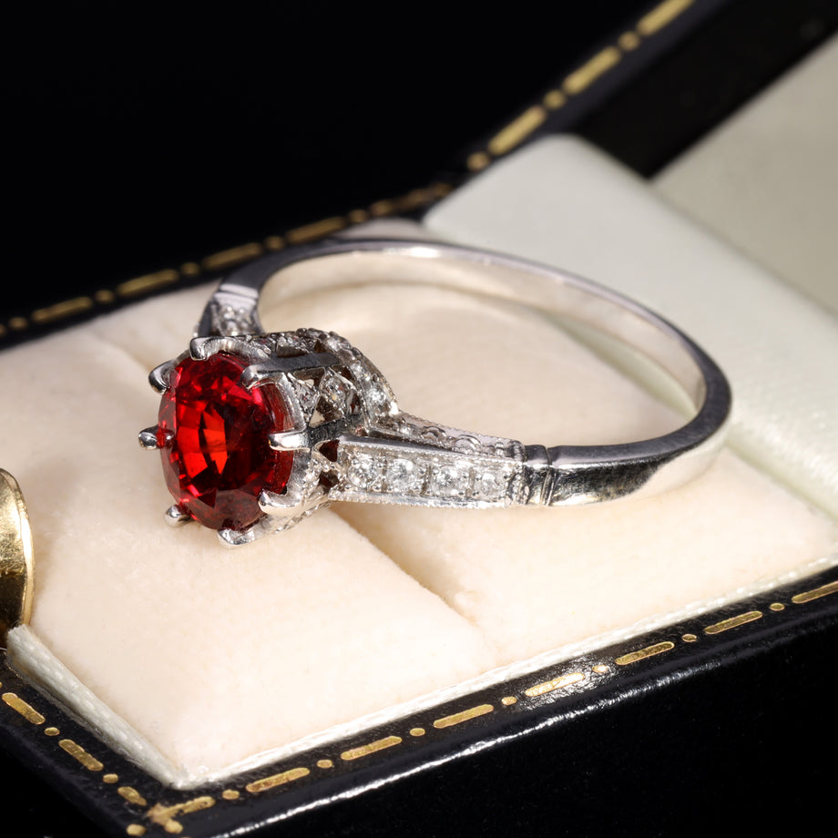 The Contemporary Ruby and Diamond Encrusted White Gold Ring