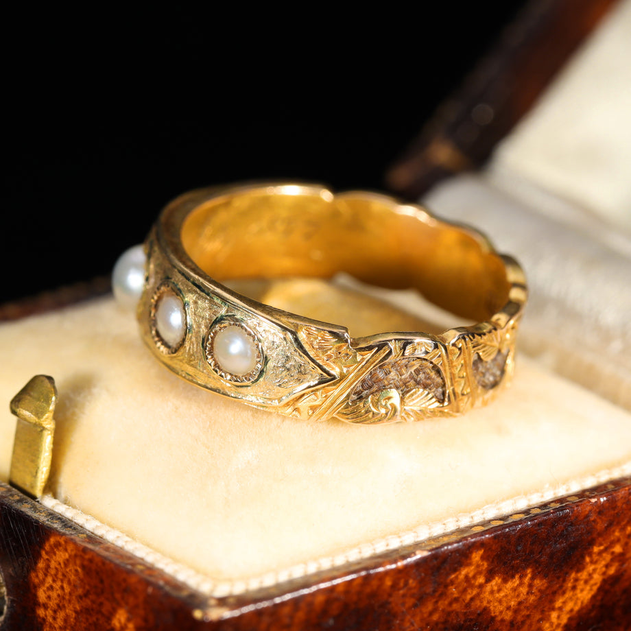 The Antique Victorian Pearl and Plaited Hair Mourning Ring