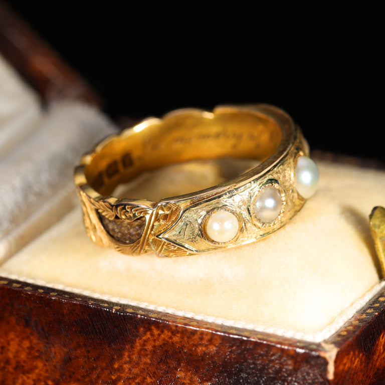The Antique Victorian Pearl and Plaited Hair Mourning Ring