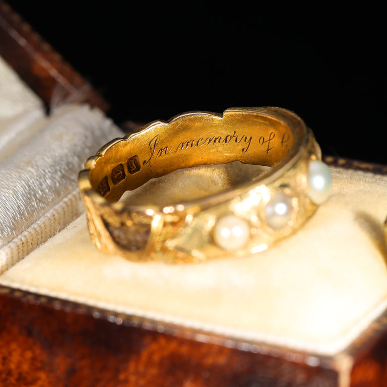 The Antique Victorian Pearl and Plaited Hair Mourning Ring