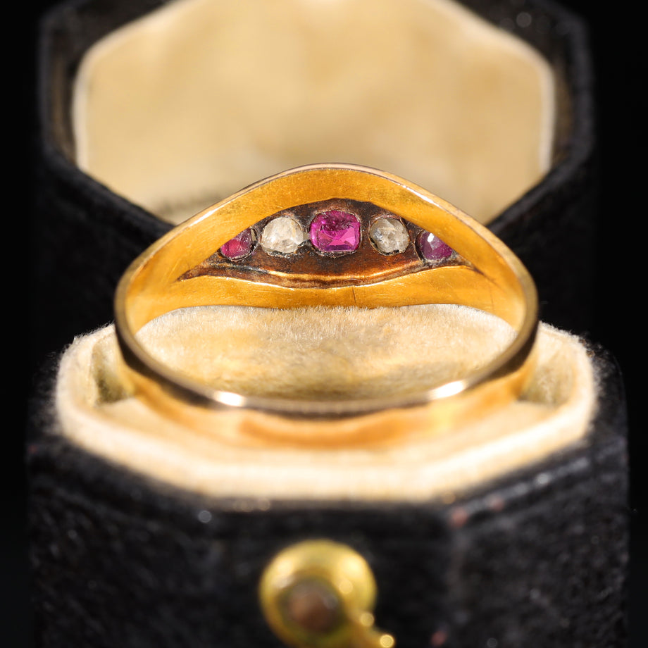 The Antique 1878 Rose Cut Diamond and Ruby Ring