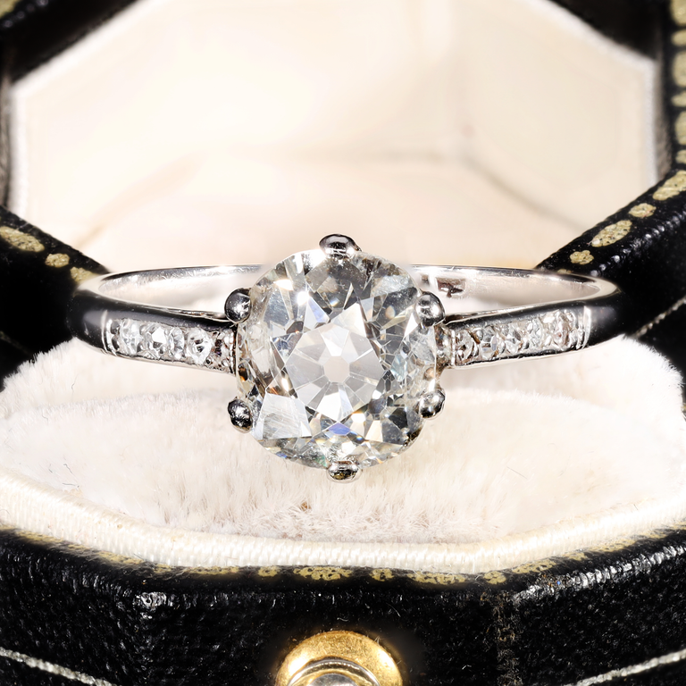 The Antique Art Deco Era Old Mine Cut Diamond Ring