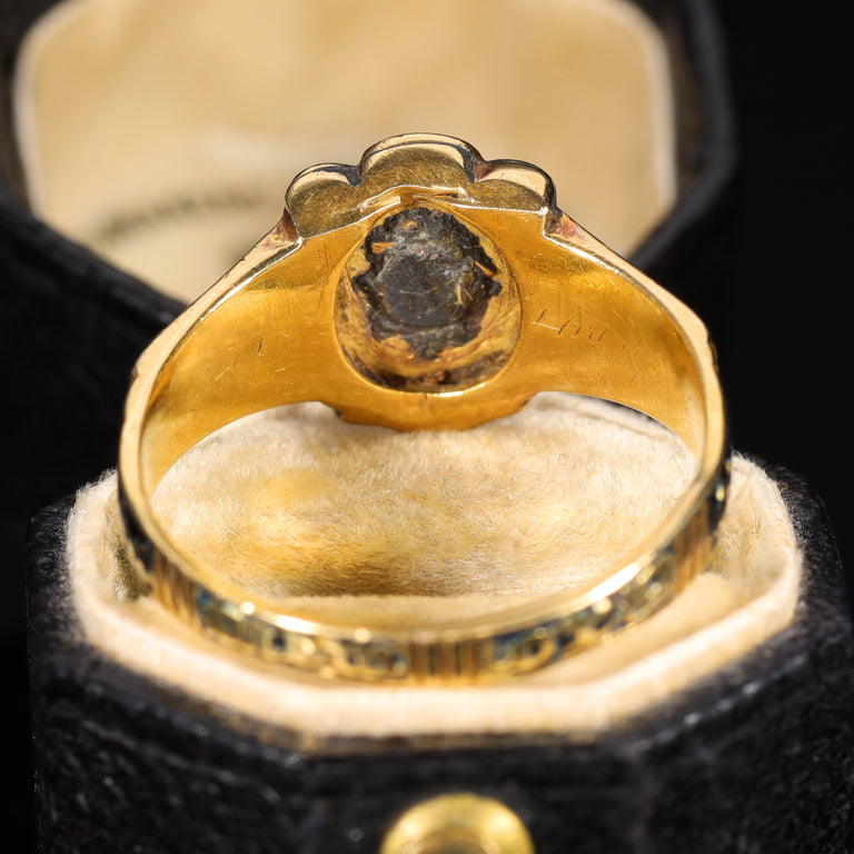 The Antique 1844 Diamond and Enamel Mourning Ring