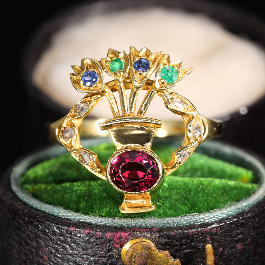 The Vintage 1988 Gemstone Flamboyant Vase Ring