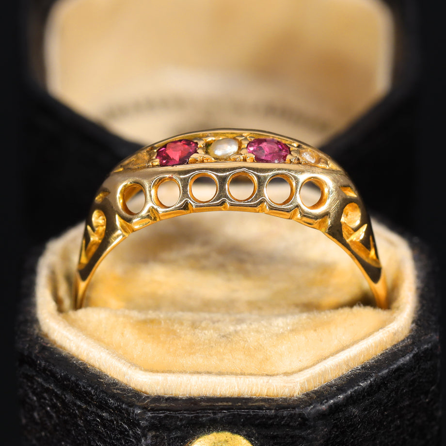 The Antique 1913 Pearl, Ruby and Diamond Ring