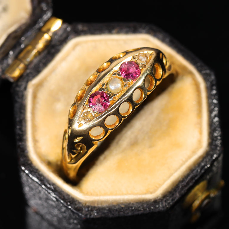 The Antique 1913 Pearl, Ruby and Diamond Ring